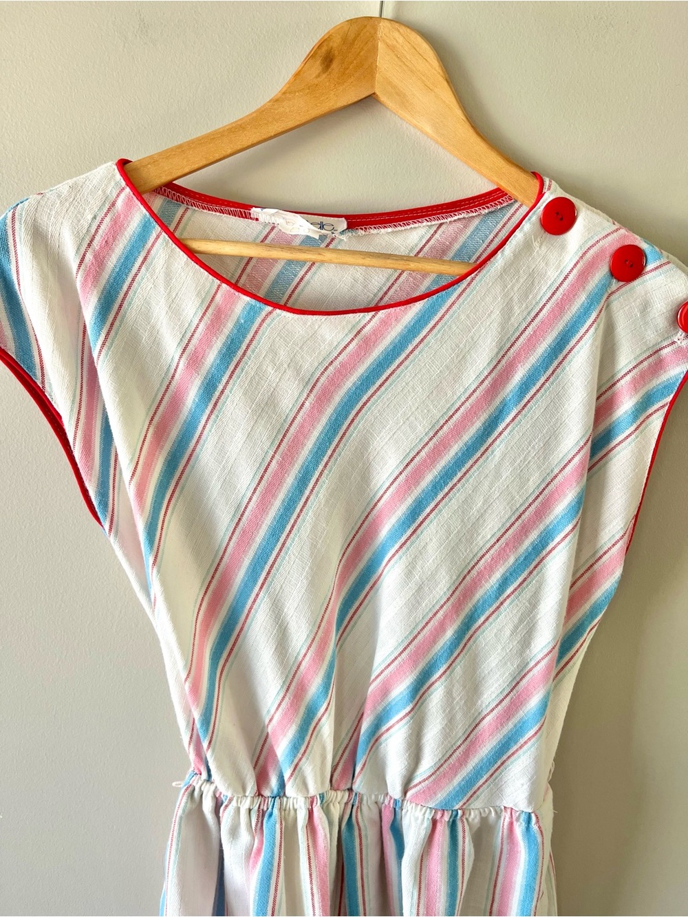 Vintage Leslie Belle Midi A-Line Dress Size S/M Multicolour Stripe - 80's - Picture 6 of 10